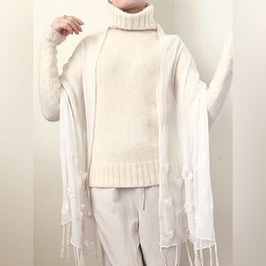 Pure Silk Holiday Angel Vintage Sequin Scarf